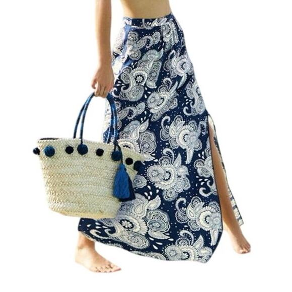 BODEN MAXI SKIRT JULLIETTE PLEATED BLUE WHITE PAISLEY SZ 4 COTTON SOPHISTICATED - Picture 2 of 16